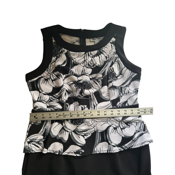 Shelby & Palmer Womens Black & White Floral Peplum Dress Size 8 Office - Picture 7 of 9